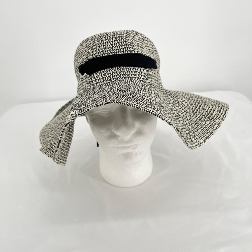 Black and White Paper‎ Straw Woven Wide Brim Sun Hat